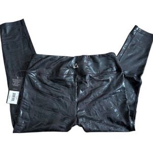 NEW PRISMSPORT Shiny Liquid Black Soft Dri-Flex Leggings Night Out Date Night